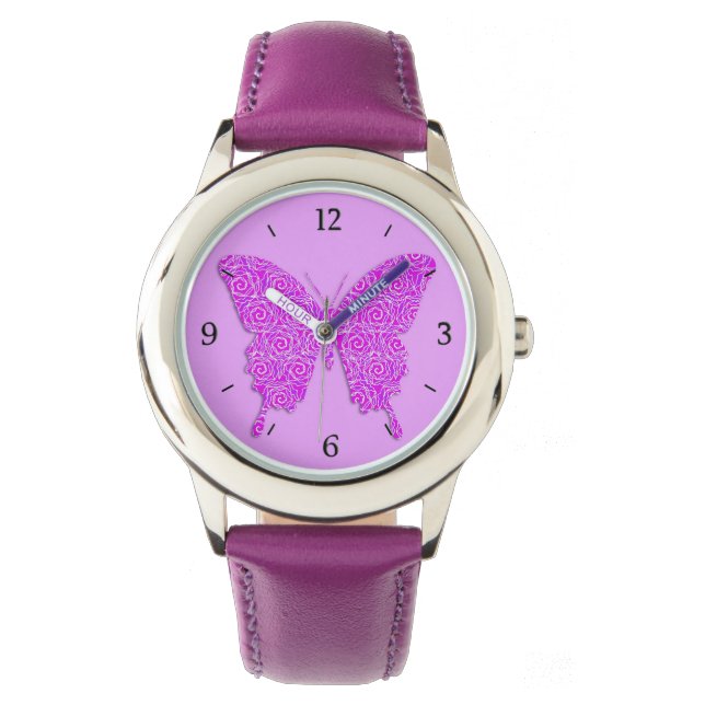 Butterfly in abstract pattern - lavender, purple watch (Front)
