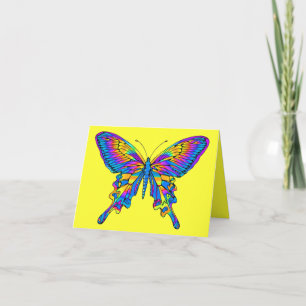 Butterfly in Beautiful Multi-Colour with Blue Card