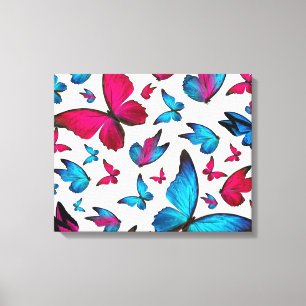 Butterfly in Blue And Pink Colour Canvas Print