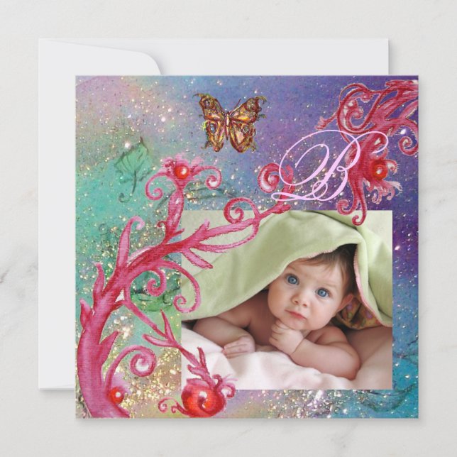 BUTTERFLY IN BLUE, BABY BOY SHOWER Photo Template (Front)