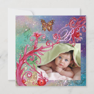 BUTTERFLY IN BLUE, BABY BOY SHOWER Photo Template