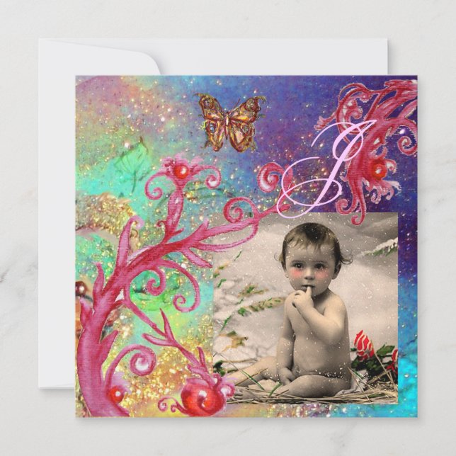 BUTTERFLY IN BLUE, BABY BOY SHOWER Photo Template (Front)