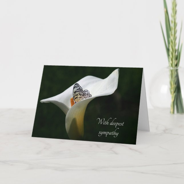 Butterfly in Calla Lily Sympathy  Card (Front)