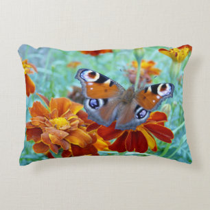 Butterfly In Colourful Garden Decorative Cushion