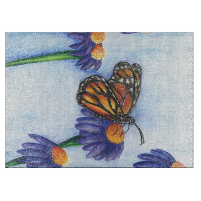 Butterfly in Flowers cutting board (Front)