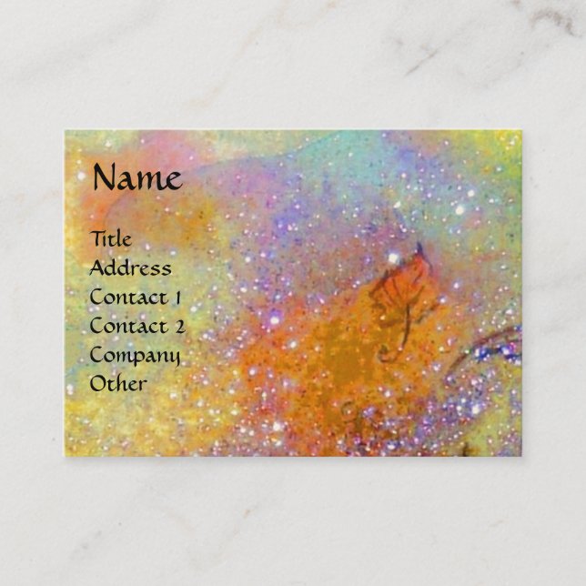 BUTTERFLY IN GOLD YELLOW GREEN SPARKLES BUSINESS CARD (Front)