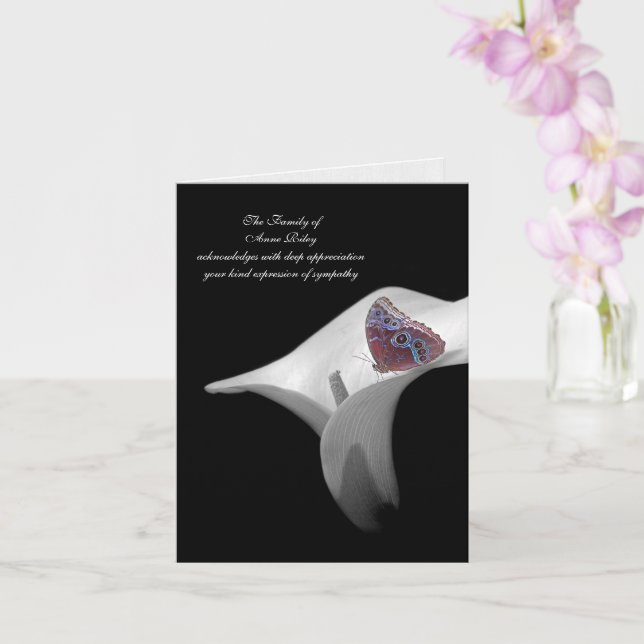 Butterfly in lily for thank you sympathy card (Orchid)