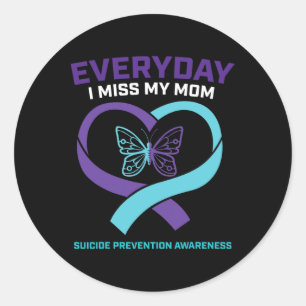 Butterfly In Loving Memory Mum Suicide Prevention Classic Round Sticker