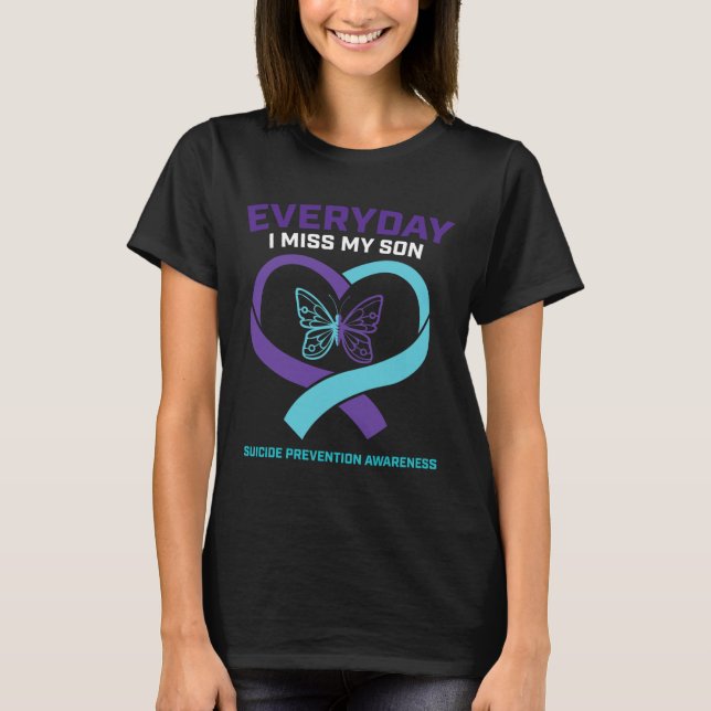 Butterfly In Loving Memory Son Suicide Prevention  T-Shirt (Front)