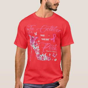 Butterfly In October We Wear Pink Breast Cancer Su T-Shirt