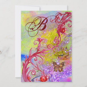BUTTERFLY IN PURPLE SPARKLE 2 Wedding Monogram Invitation