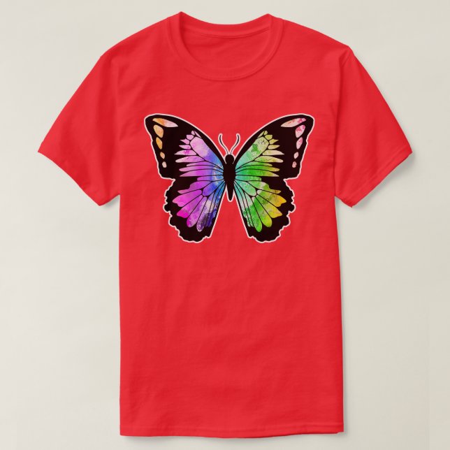 Butterfly in Rainbow Colours T-Shirt (Design Front)
