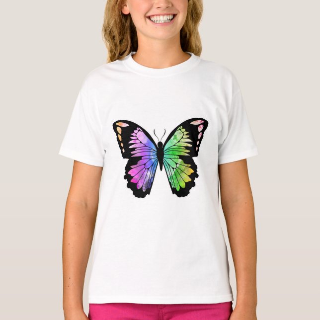 Butterfly in Rainbow Colours T-Shirt (Front)