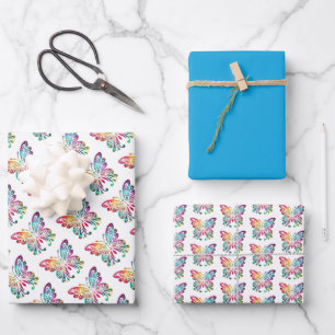 Butterfly in Rainbow Colours Wrapping Paper Sheet