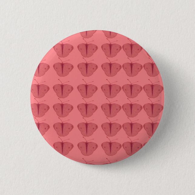 Butterfly in red 6 cm round badge (Front)