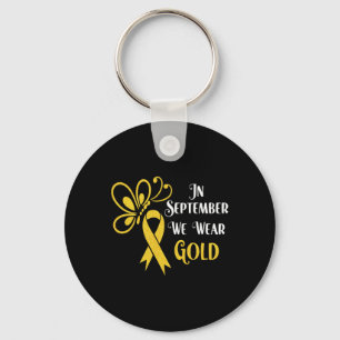 Butterfly In September We Wear Gold Childhood Can Key Ring