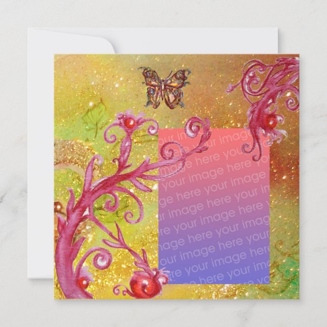BUTTERFLY IN SPARKLE 2 photo template yellow red (Front)