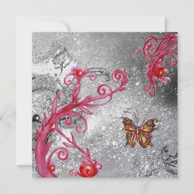 BUTTERFLY IN SPARKLES Elegant Wedding ice metallic Invitation (Front)