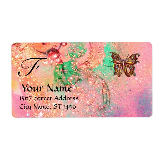 BUTTERFLY IN SPARKLES , pink green (Front)
