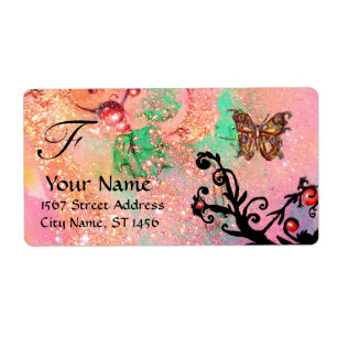 BUTTERFLY IN SPARKLES , pink green