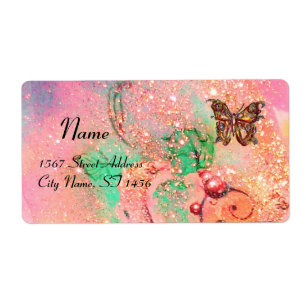 BUTTERFLY IN SPARKLES , pink green
