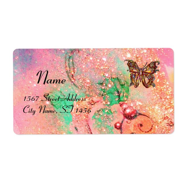 BUTTERFLY IN SPARKLES , pink green (Front)