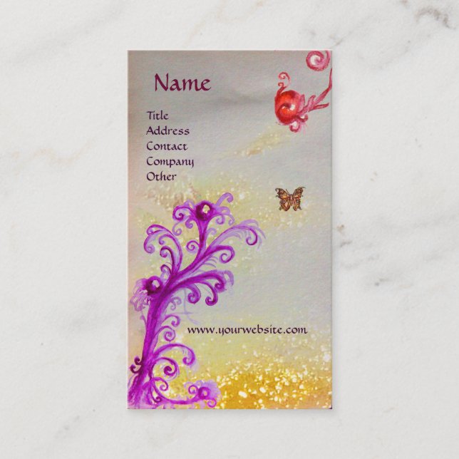 BUTTERFLY IN SPARKLES SILVER PLATINUM MONOGRAM BUSINESS CARD (Front)