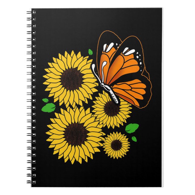 Butterfly In Sunflower Garden Notebook (Front)