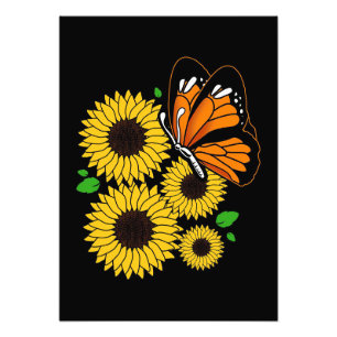 Butterfly In Sunflower Garden Photo Print