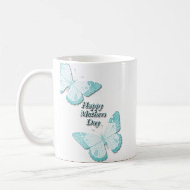 Butterfly in Teal Coffee Mug (Left)