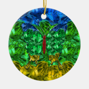 butterfly in the background of the Amazigh flag Ceramic Ornament