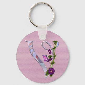 Butterfly Initial V Key Ring