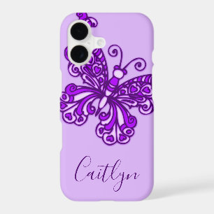 Butterfly inked art purple custom name iphone case