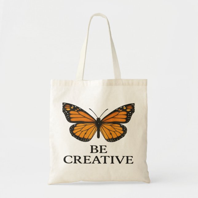 Butterfly Inspirational Quote Art – “Be Creative”  Tote Bag (Front)
