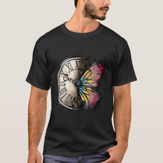 Butterfly-Inspired Wall Clock Graceful Timekeeping T-Shirt