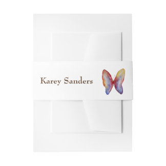 Butterfly Invitation Belly Bands ,Watercolor  Art Band