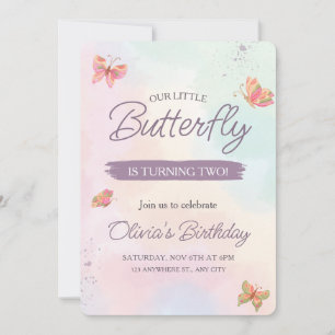 Butterfly Invitation, Pastel Butterflies birthday Invitation