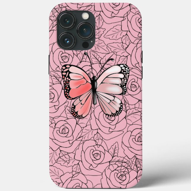 Butterfly iPhone Case with Roses (Back)
