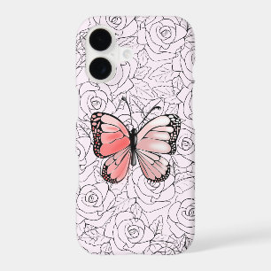 Butterfly iPhone Case with Roses - Customisable