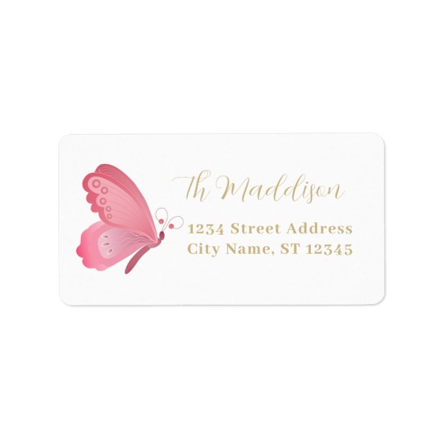 Butterfly It's a GIRL Baby Shower Label (Front)