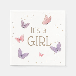 Butterfly It's a GIRL Baby Shower Napkin