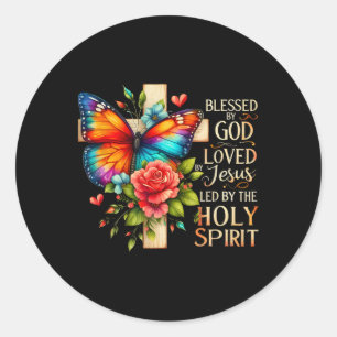 Butterfly Jesus Easter Day Blessed 1 Classic Round Sticker