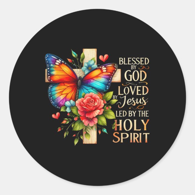 Butterfly Jesus Easter Day Blessed 1  Classic Round Sticker (Front)