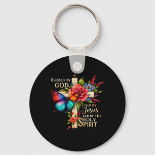 Butterfly Jesus Easter Day Blessed  Key Ring