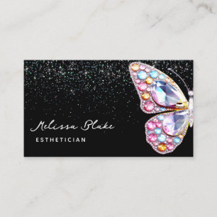 butterfly jewel faux pastel glitter  business card