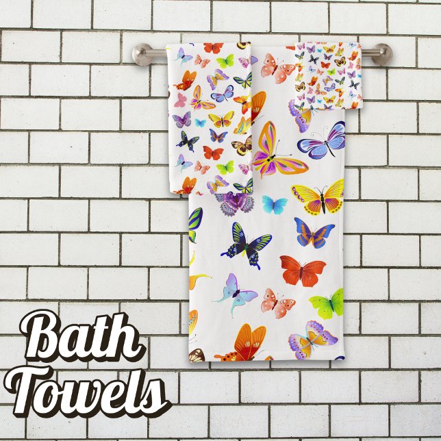 Butterfly Kaleidoscope of Joy Bath Towel Set (Celebrate in a Swirl: Pure Joy, Aflutter with Color!)