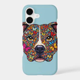 Butterfly Kaleidoscope Pitbull Portrait Blue Phone