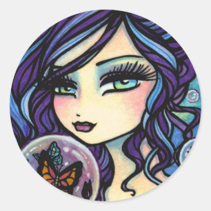 Butterfly Keeper Mermaid by Hannah Lynn Classic Round Sticker