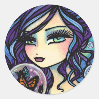 Butterfly Keeper Mermaid by Hannah Lynn Classic Round Sticker