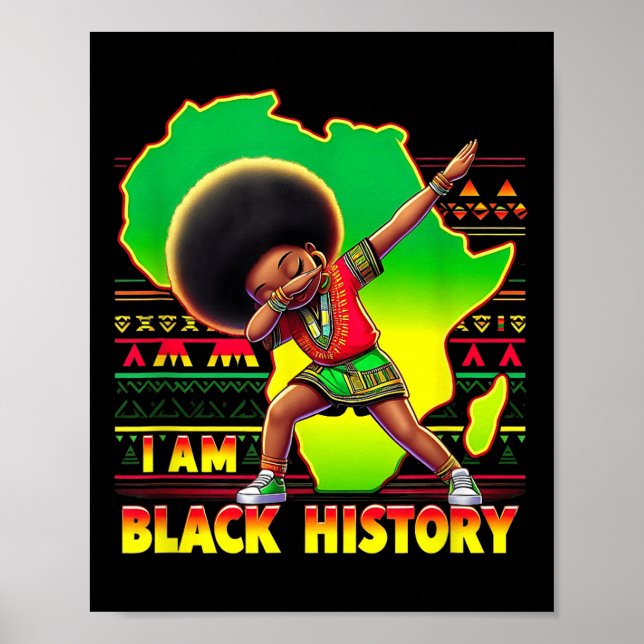 Butterfly Kid Girl I Am Black History Month Africa Poster (Front)